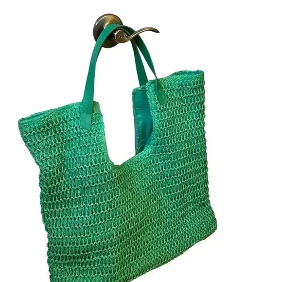 H&M Large Straw Shopper * Green 💚 - Rare Find - Picture 4 of 4